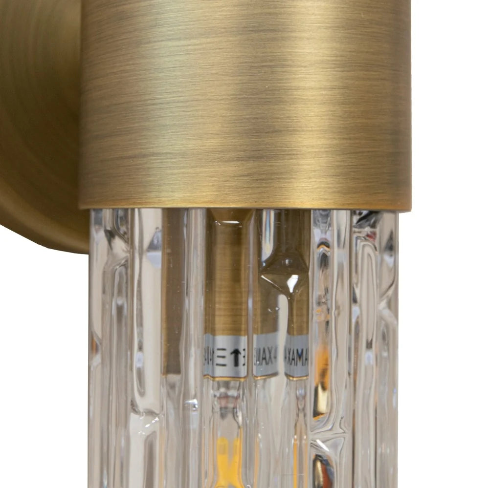 Ansley Long Wall Lamp – Brushed Brass & Textured Glass