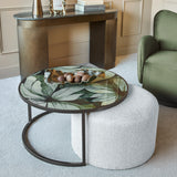 Libra Interiors Savanna Leaf Coffee Table & Nesting Pouffe – Bronze