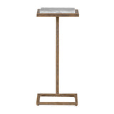 Libra Interiors Alicia Accent Table – Banswara Marble & Champagne Gold
