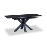 Nova 120–160cm Extending Dining Table – Dark Grey Matte Ceramic & Black