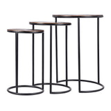 Libra Interiors Tambora Nesting Side Tables – Rustic Copper – Set of 3