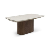 Giovanni 180–260cm Extending Dining Table – Italian Walnut & White Travertine Ceramic
