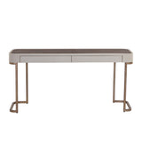 Libra Interiors Jamille Console Table – Cream Leather & Brown Oak