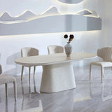 Celine 200cm Oval Dining Table – Ivory & Travertine