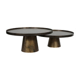 Libra Interiors Sandbanks Nesting Coffee Tables – Rustic Antique Gold – Set of 2