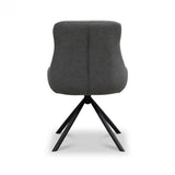 Amara 360 Swivel Dining Chair – Dark Green Fabric & Grey – Set of 2