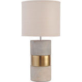Libra Interiors Concrete & Gold Table Lamp – Natural Linen Shade