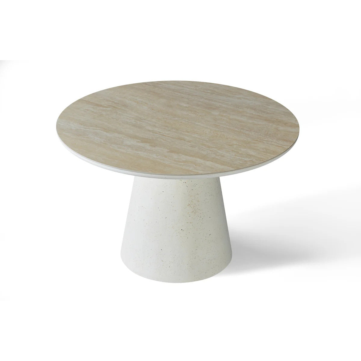 Stratos 120cm Round Dining Table – Ivory & Travertine