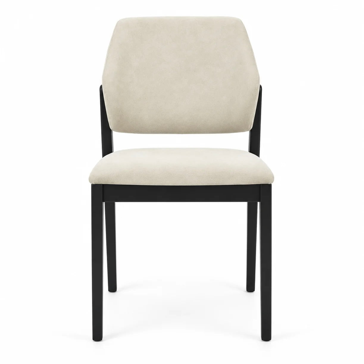 Sorrento Dining Chair – Black Wood & Cream Fabric - Set of 2