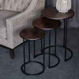 Libra Interiors Tambora Nesting Side Tables – Rustic Copper – Set of 3