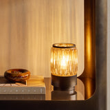 Libra Interiors Eleanor Fluted Glass Table Lamp Uplighter – Copper Brown – Small