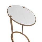 Libra Interiors Iota Oval Accent Table – White Banswara Marble