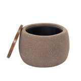 Gensen Ottoman – Coffee Chenille & Walnut Tray – Small 70cm