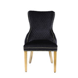 Kensington Dining Chair – Black Velvet & Gold – Set of 2