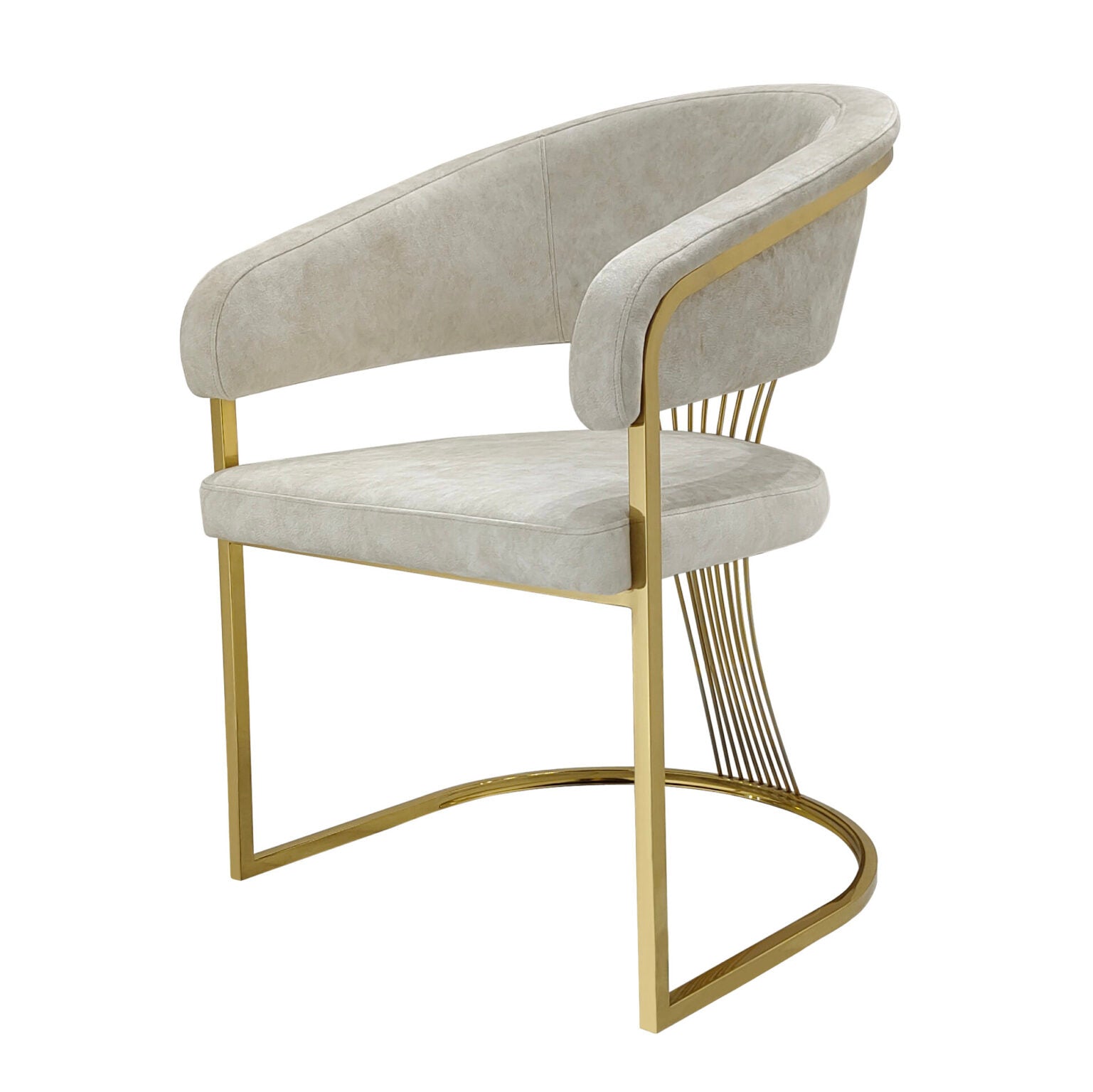 Monaco Dining Chair – Cream & Gold – Set of 2