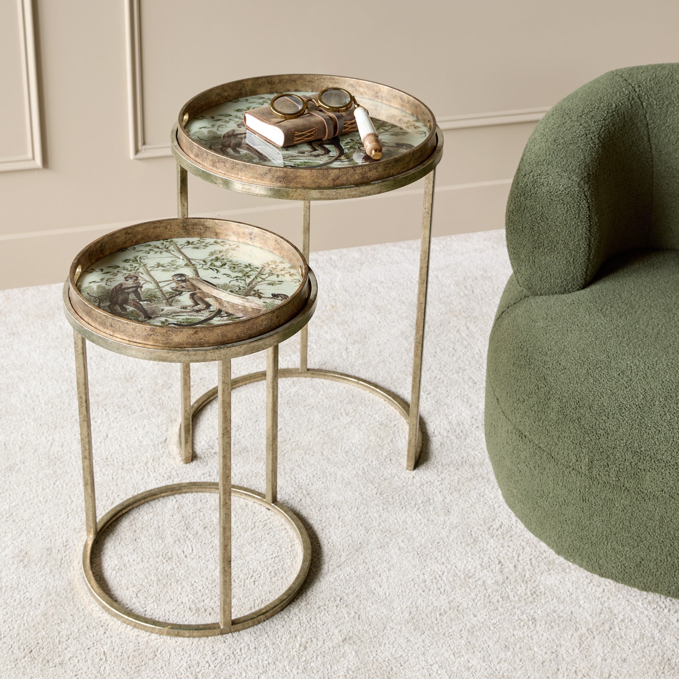 Libra Interiors Monkey Jungle Side Tray Tables – Set of 2