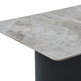 Olympia Coffee Table – Grey Ceramic & Black Fluted Base