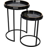 Libra Interiors Vesuvius Side Tray Tables – Black & Gold – Set of 2