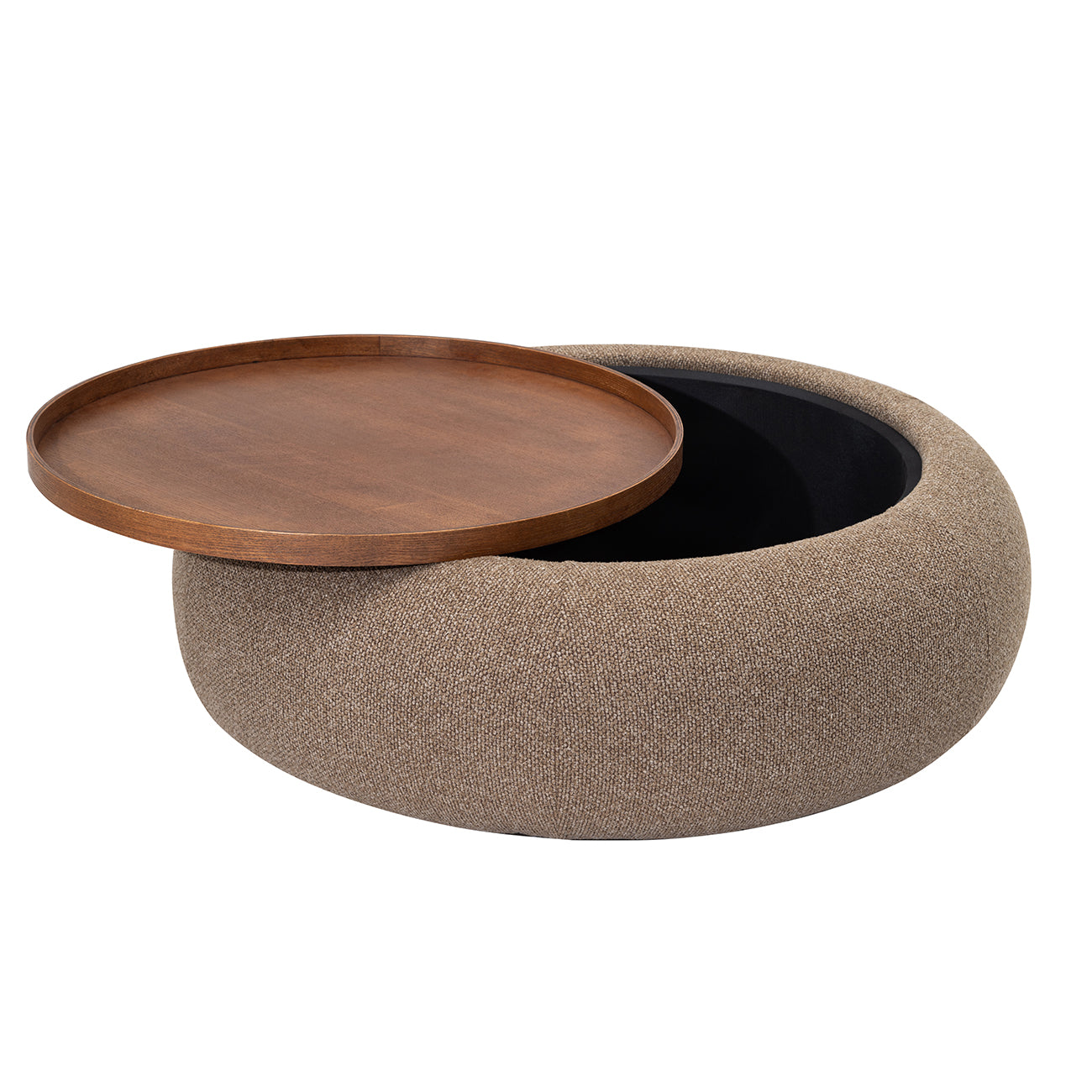 Libra Interiors Gensen Ottoman – Coffee Chenille & Walnut Tray – Large 102cm