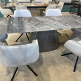 Monaco 160–240cm Extendable Dining Table – Grey Ceramic Sintered Stone & Dark Wood