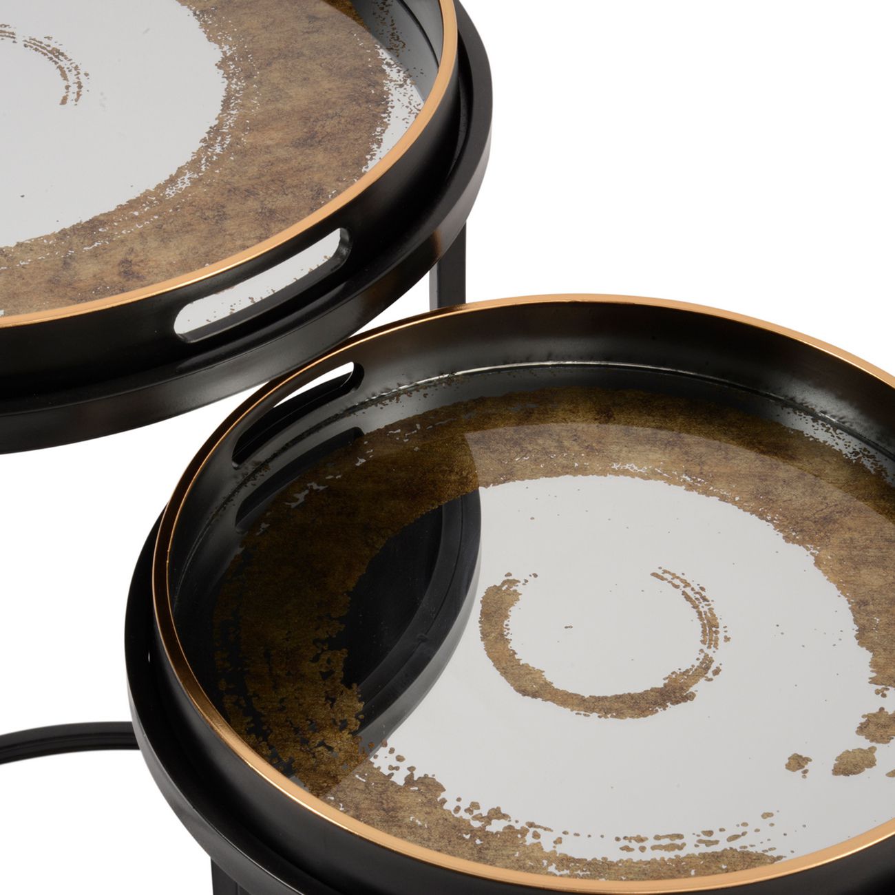 Libra Interiors Gold & Black Swirl Side Tray Tables – Set of 2