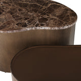 Libra Interiors Cloud Coffee Tables – Emperador Marble & Glass – Set of 2
