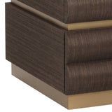 Libra Interiors Subira Bedside Table – Chocolate Raffia & Gold