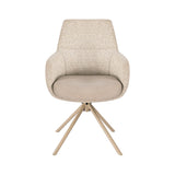 Napoli 160–240cm Extending Dining Table & Camilla Swivel Dining Chairs – Travertine Ceramic & Natural Tweed