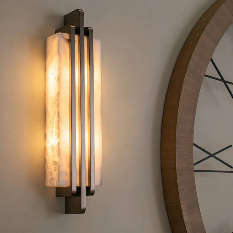Llewellyn Wall Lamp – Muted Bronze & Alabaster