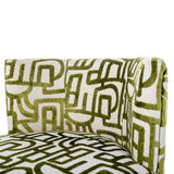 Libra Interiors Elmo Swivel Chair – Ivory Bouclé & Olive Pattern