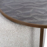 Libra Interiors Driftwood Ripple Coffee Table & Nesting Pouffe – Bronze