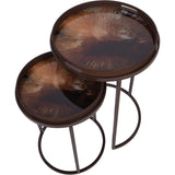 Libra Interiors Golden Burst Side Tray Tables – Set of 2