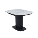 Ritz 120–180cm Swivel Extending Dining Table – White Calacatta Ceramic