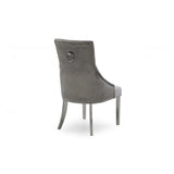 Belle Knocker Back Dining Chair – Pewter Silver Velvet
