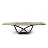 Alessia 200–300cm Extending Dining Table – Matt Ivory & Emerald Vein Italian Ceramic