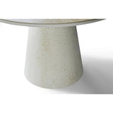 Stratos 120cm Round Dining Table with Sorrento Dining Chairs – Ivory & Travertine