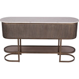 Libra Interiors Belvedere Console Table – Aged Gold & White-Grey Marble