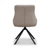 Amara 360 Swivel Dining Chair – Beige Fabric & Taupe – Set of 2