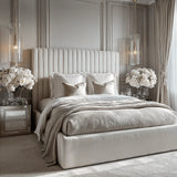 Savanna Velvet Channelled Ottoman Bed – Cream