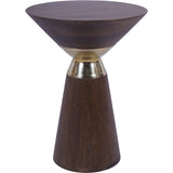 Libra Interiors Amalfi Side Table – Dark Mango Wood & Brass
