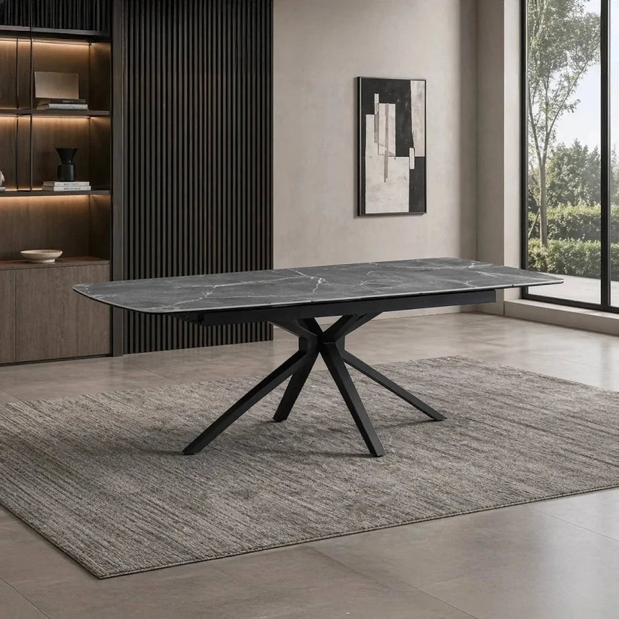 Madison 180–240cm Extending Dining Table – Grey Slate Mist Ceramic