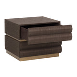 Libra Interiors Subira Bedside Table – Chocolate Raffia & Gold