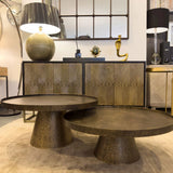 Libra Interiors Sandbanks Nesting Coffee Tables – Rustic Antique Gold – Set of 2