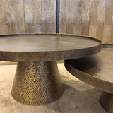 Libra Interiors Sandbanks Nesting Coffee Tables – Rustic Antique Gold – Set of 2