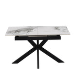 Nova 140–180cm Extending Dining Table – White Marble Ceramic