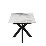 Nova 140–180cm Extending Dining Table – White Marble Ceramic