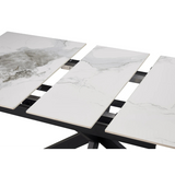 Nova 140–180cm Extending Dining Table – White Marble Ceramic