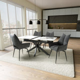 Nova 140–180cm Extending Dining Table – White Marble Ceramic