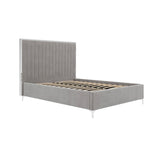 Fairmont Velvet Channelled Bed – Mink Grey with Silver Border