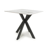 Nova 80cm Square Dining Table – White Marble Ceramic